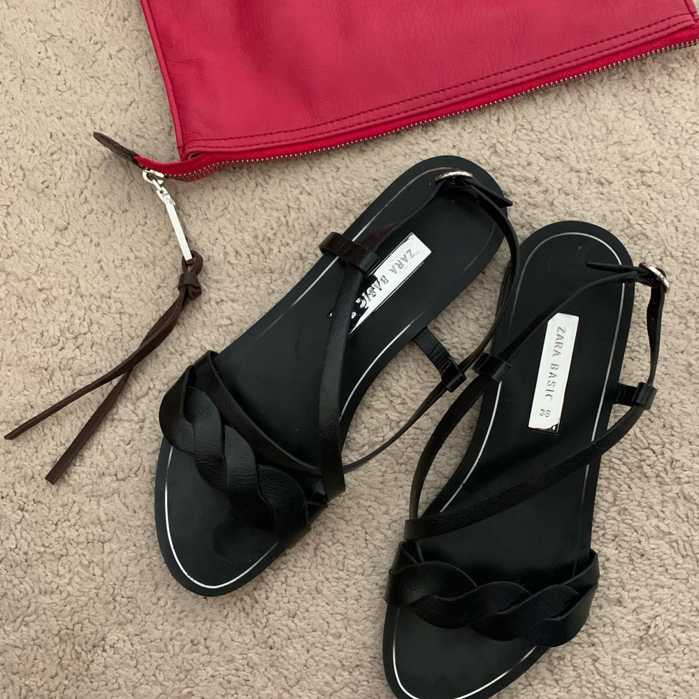 Size 7 ½ Zara Basic genuine leather sandals
